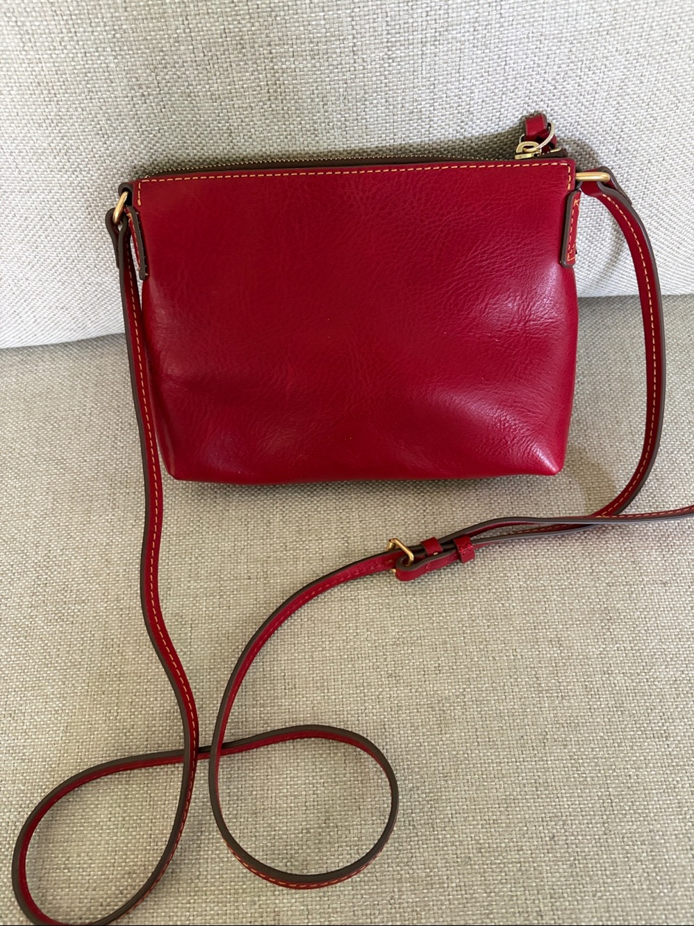 Dooney & Bourke Red Leather Crossbody Bag - Compact shoulder bag. Great shape. - Picture 2 of 5